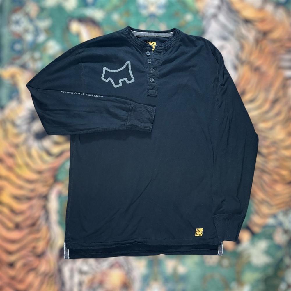 Scotty Cameron Titleist Henley Shirt Long Sleeve Dog Graphic Golf Black Medium